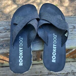 Rocket Dog Denim Daisy Small Wedge Flip Flop Sandal 9